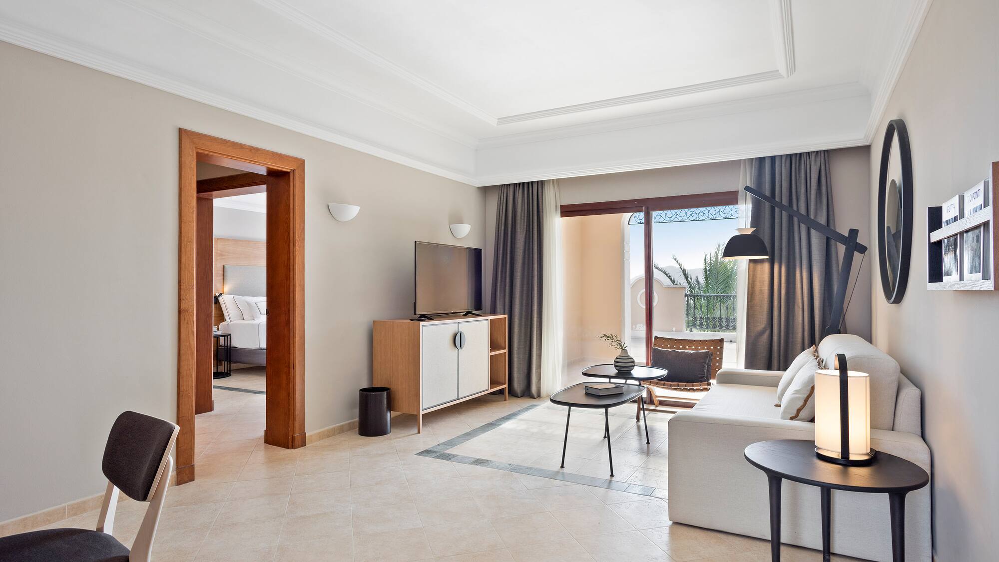 a room with a couch and a television