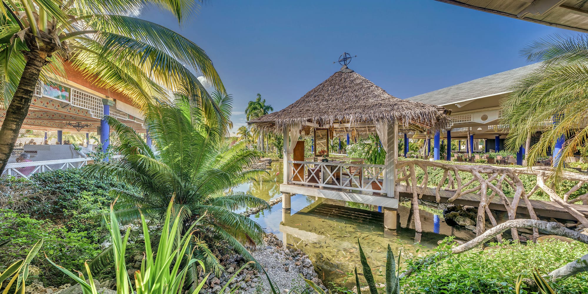 a gazebo over a body of water