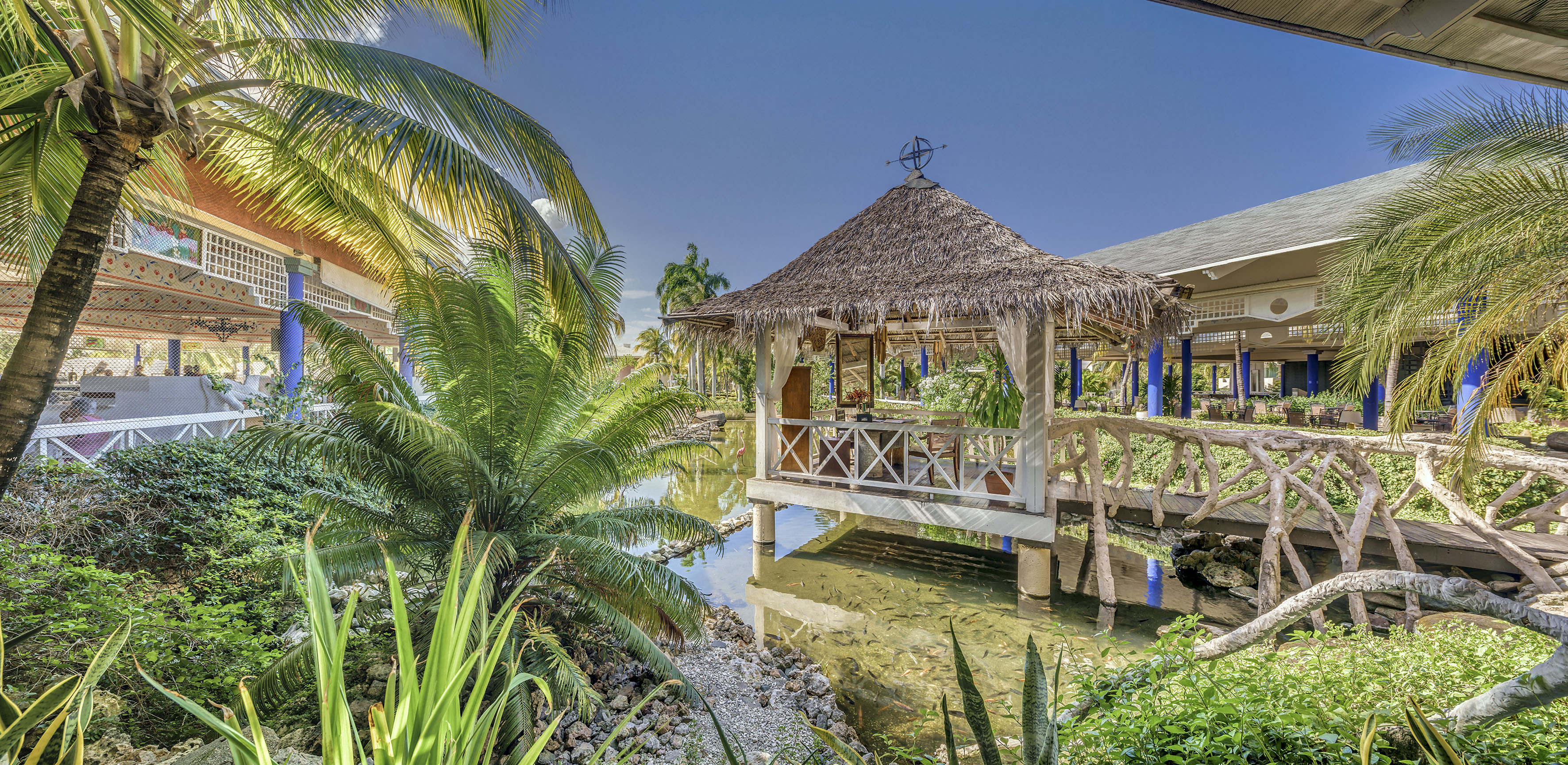 a gazebo over a body of water