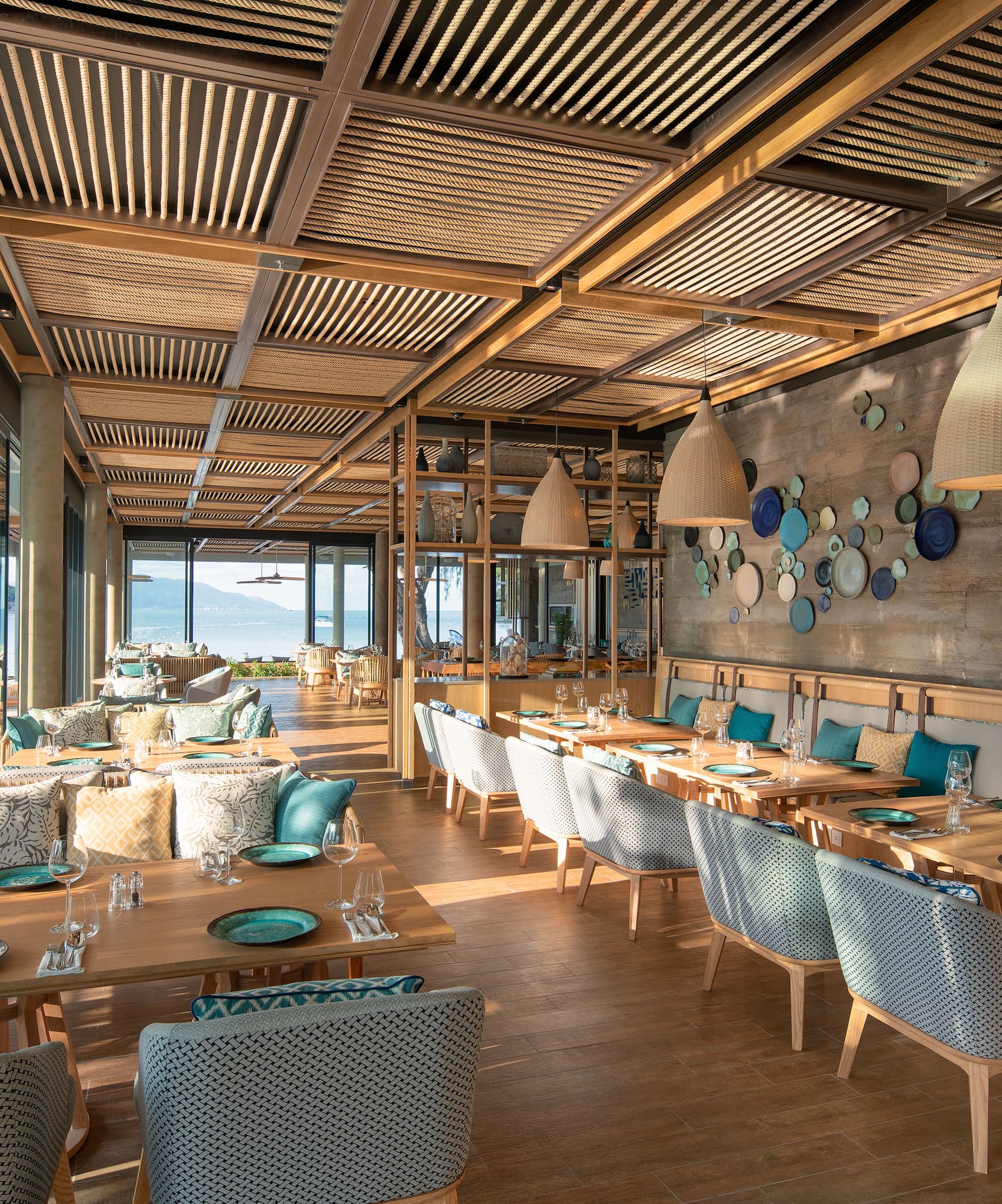 a restaurant with tables and chairs