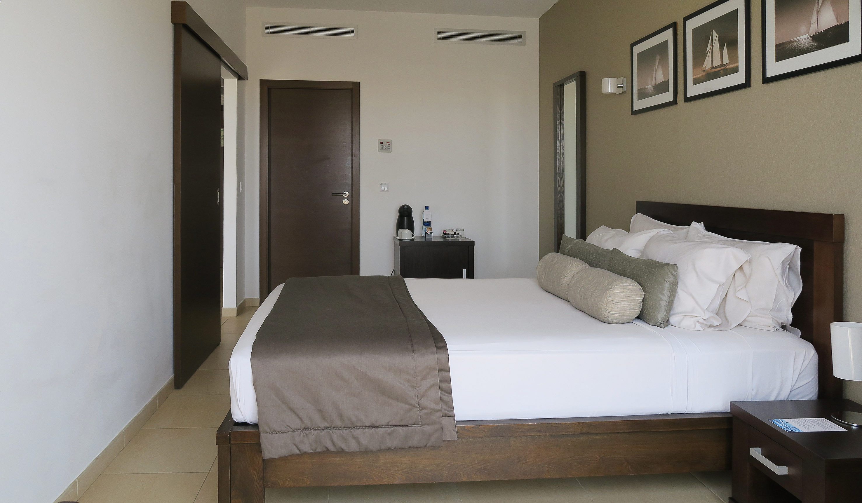 a bed in a room