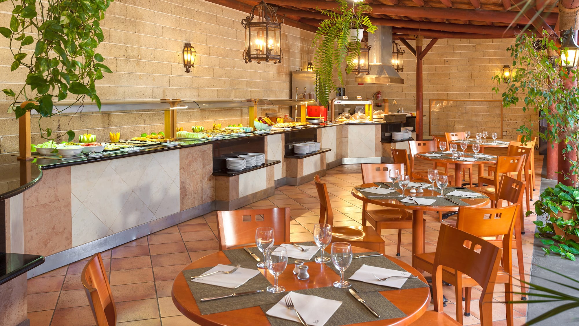 a restaurant with tables and chairs