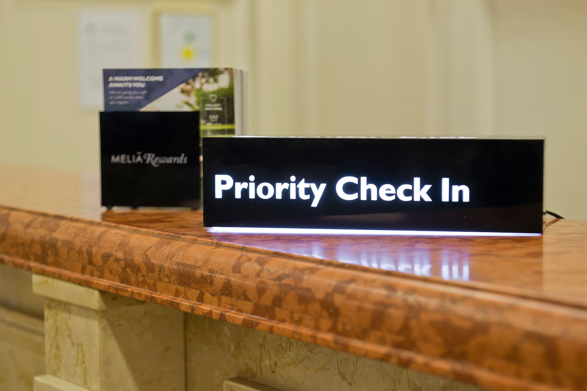 a sign on a counter