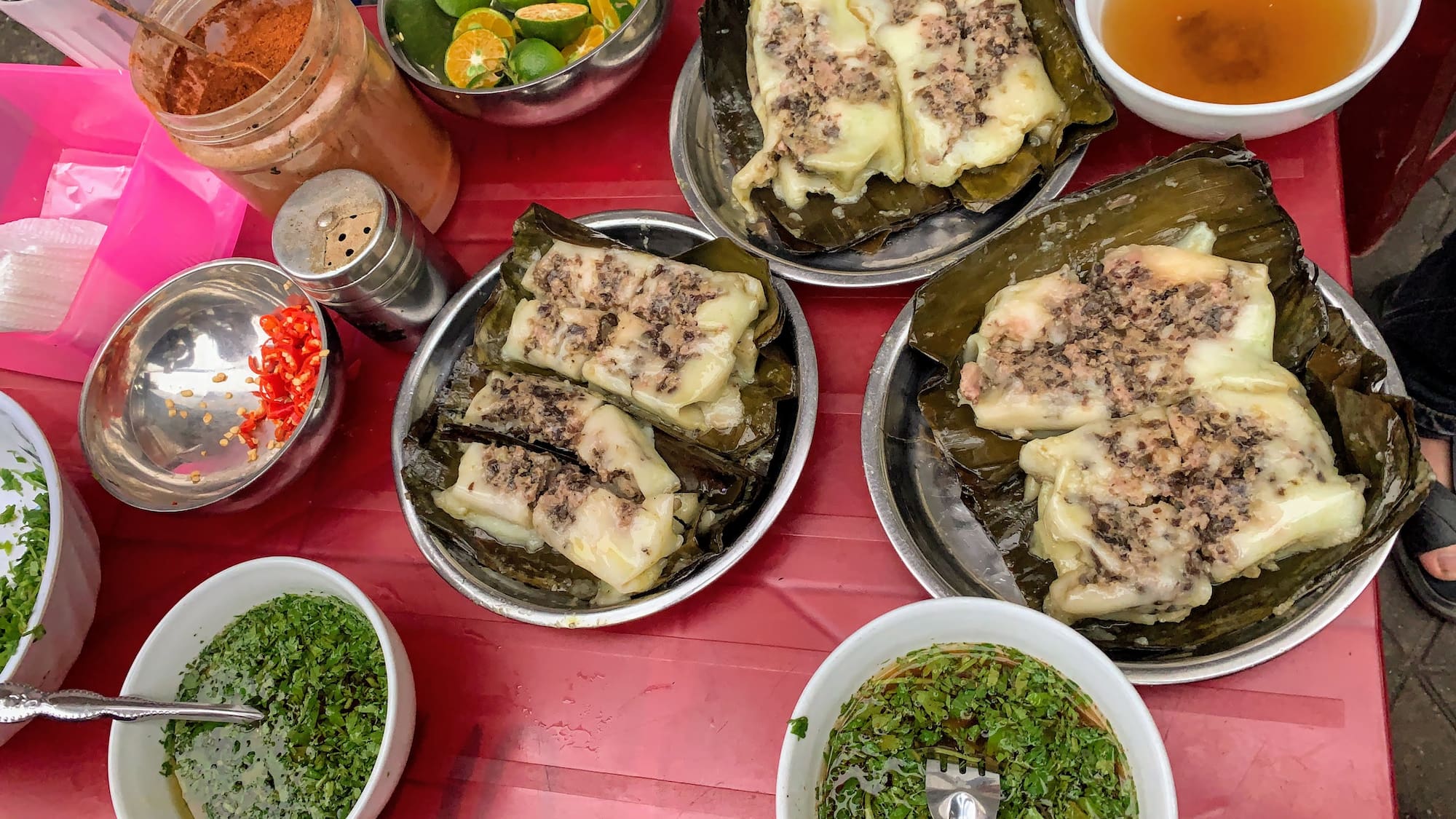 a table with food on it