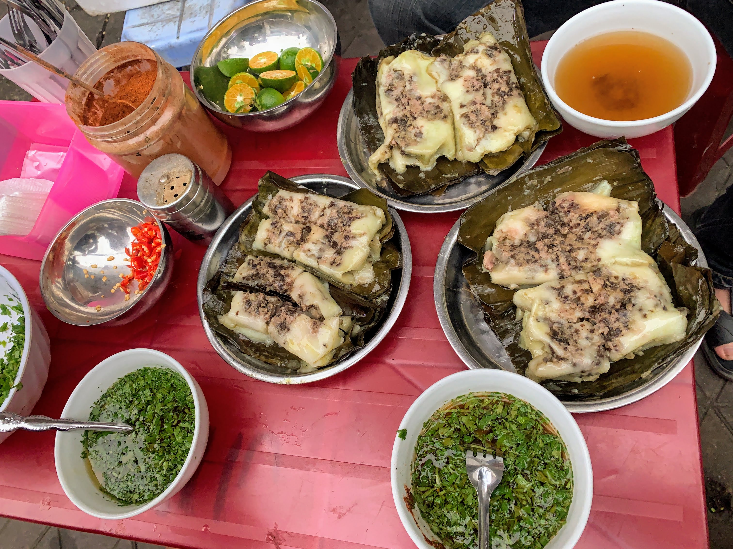 a table with food on it