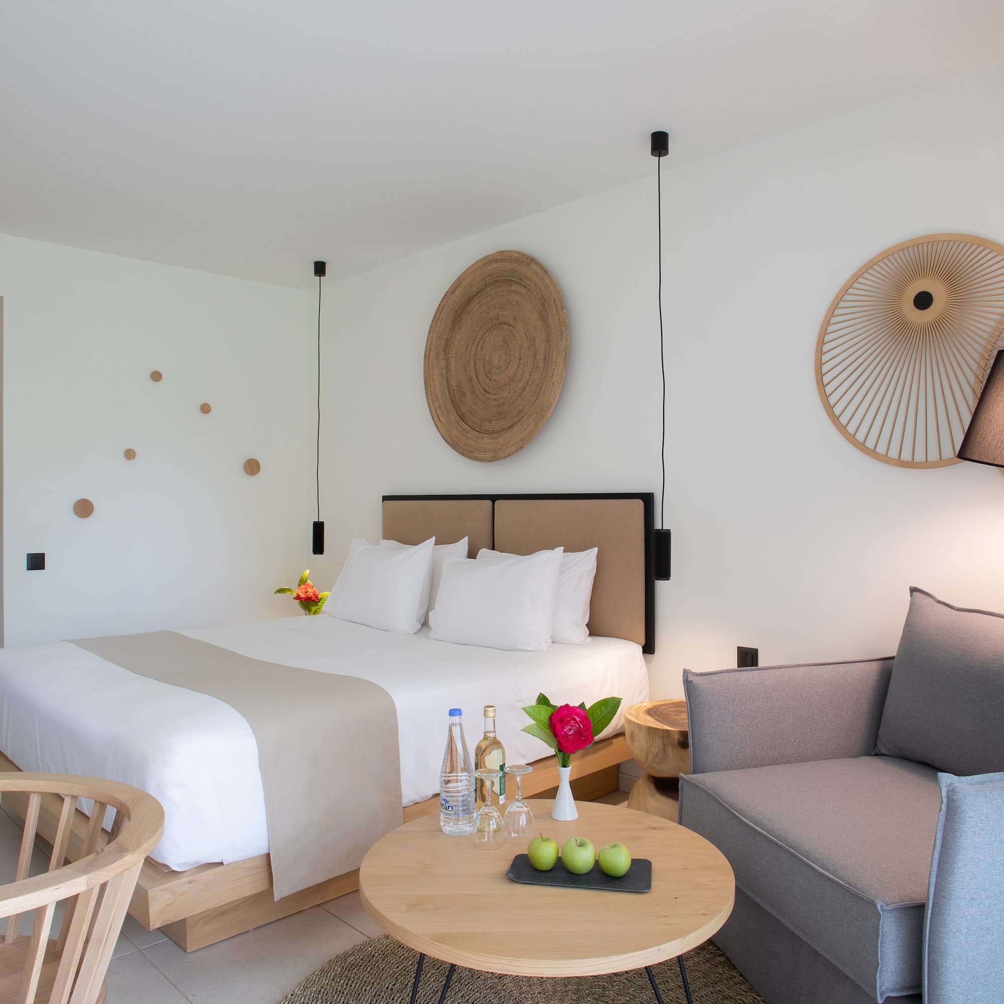 a room with a bed and a couch