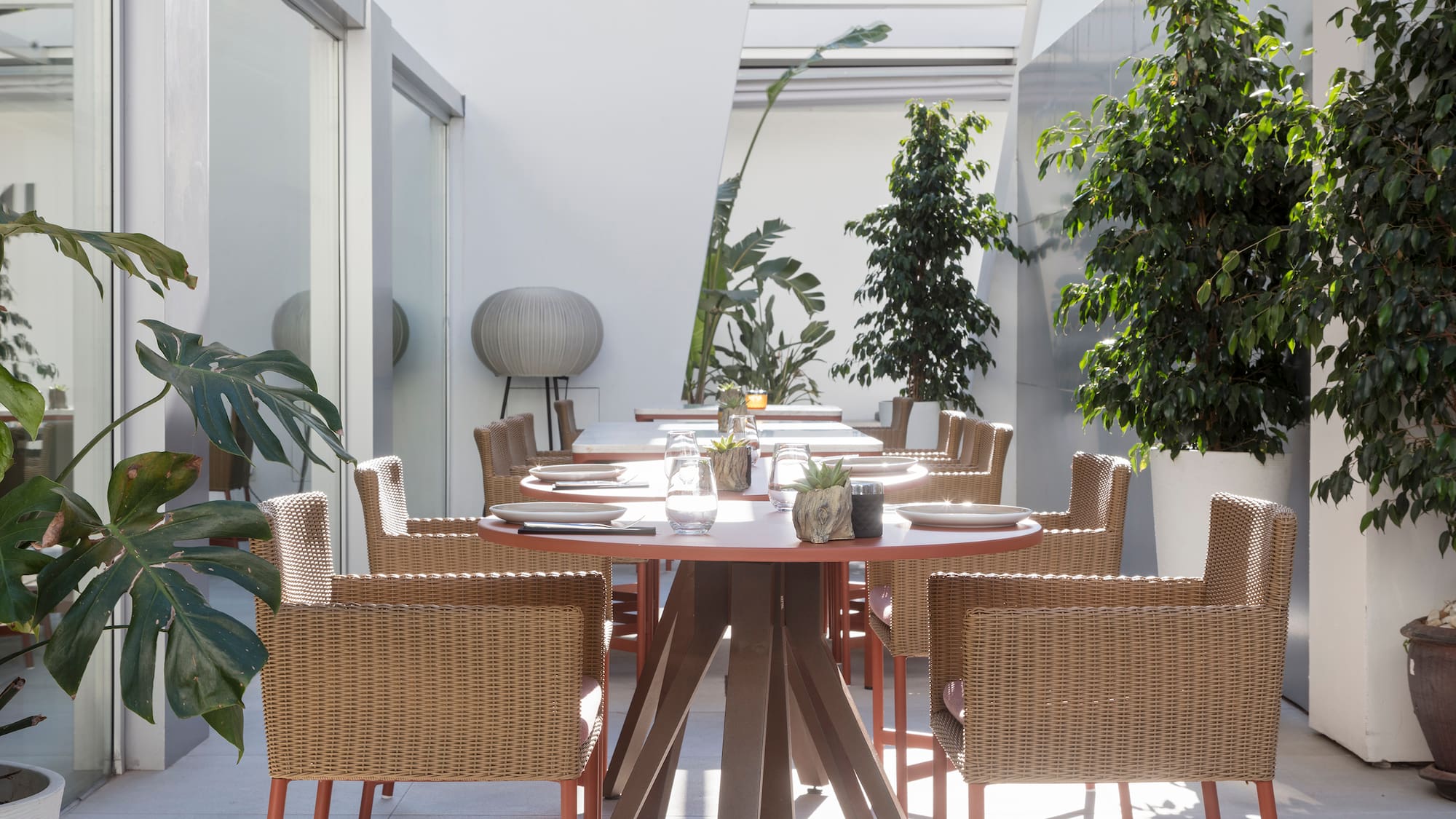 a table and chairs in a room