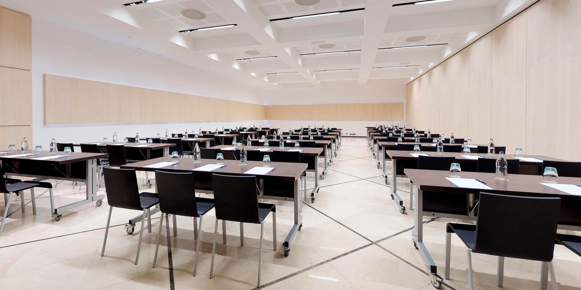 a room with tables and chairs