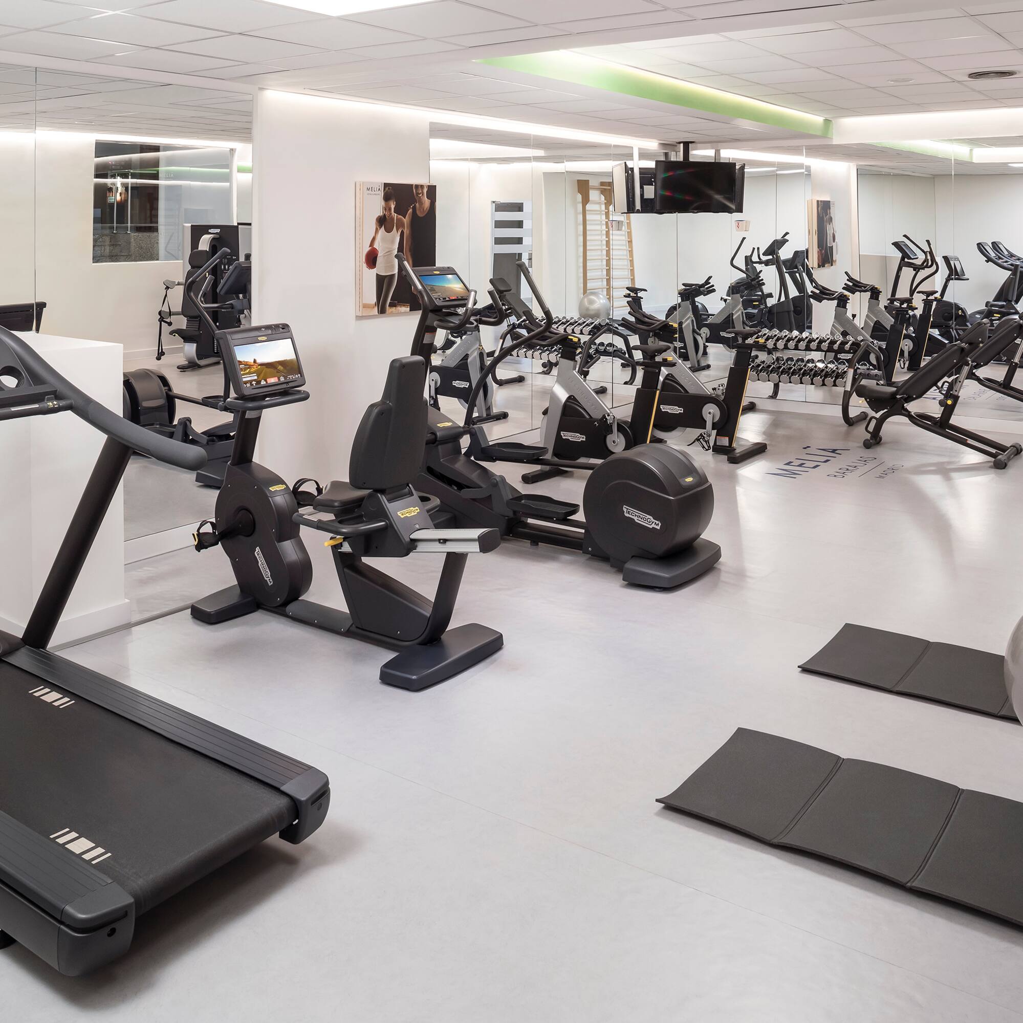 a room with exercise equipment