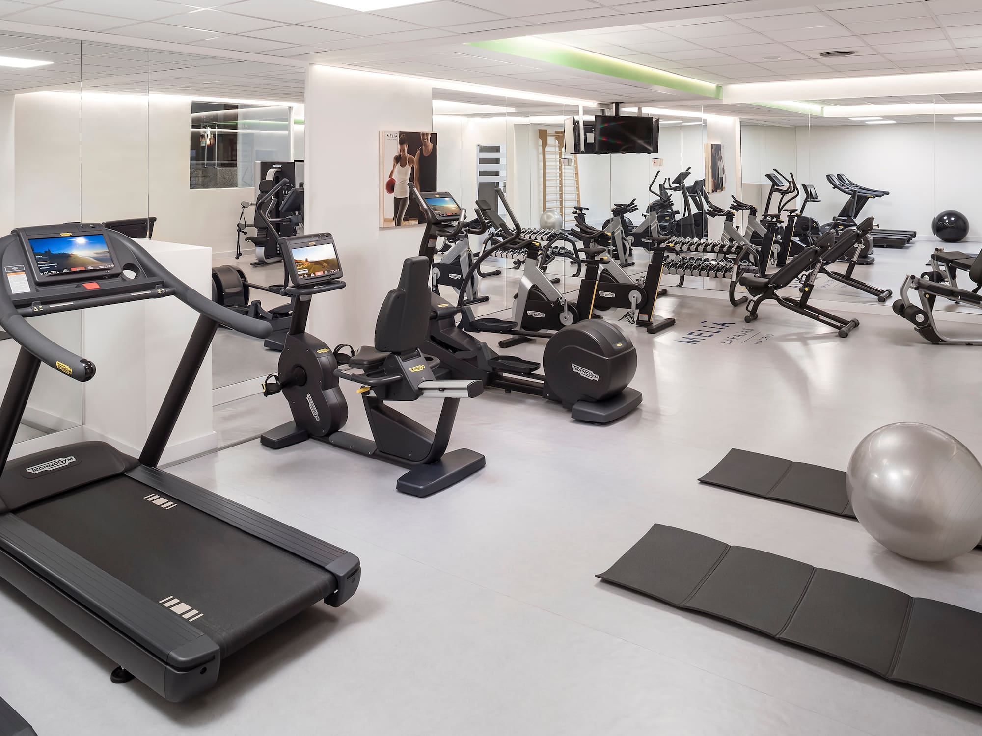 a room with exercise equipment