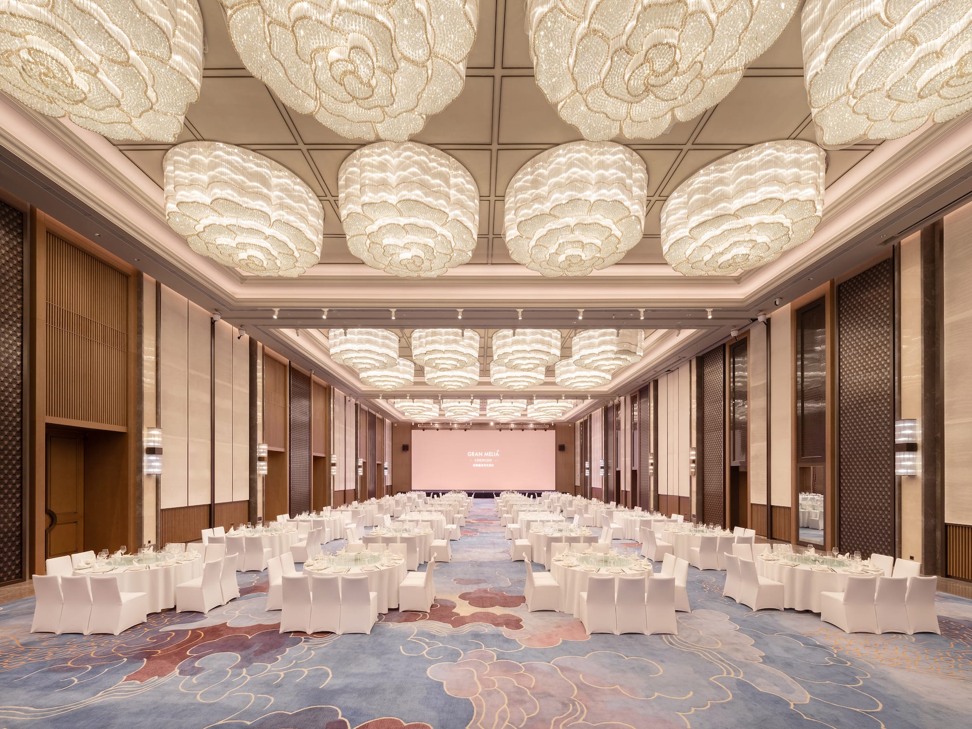 a room with tables and chairs