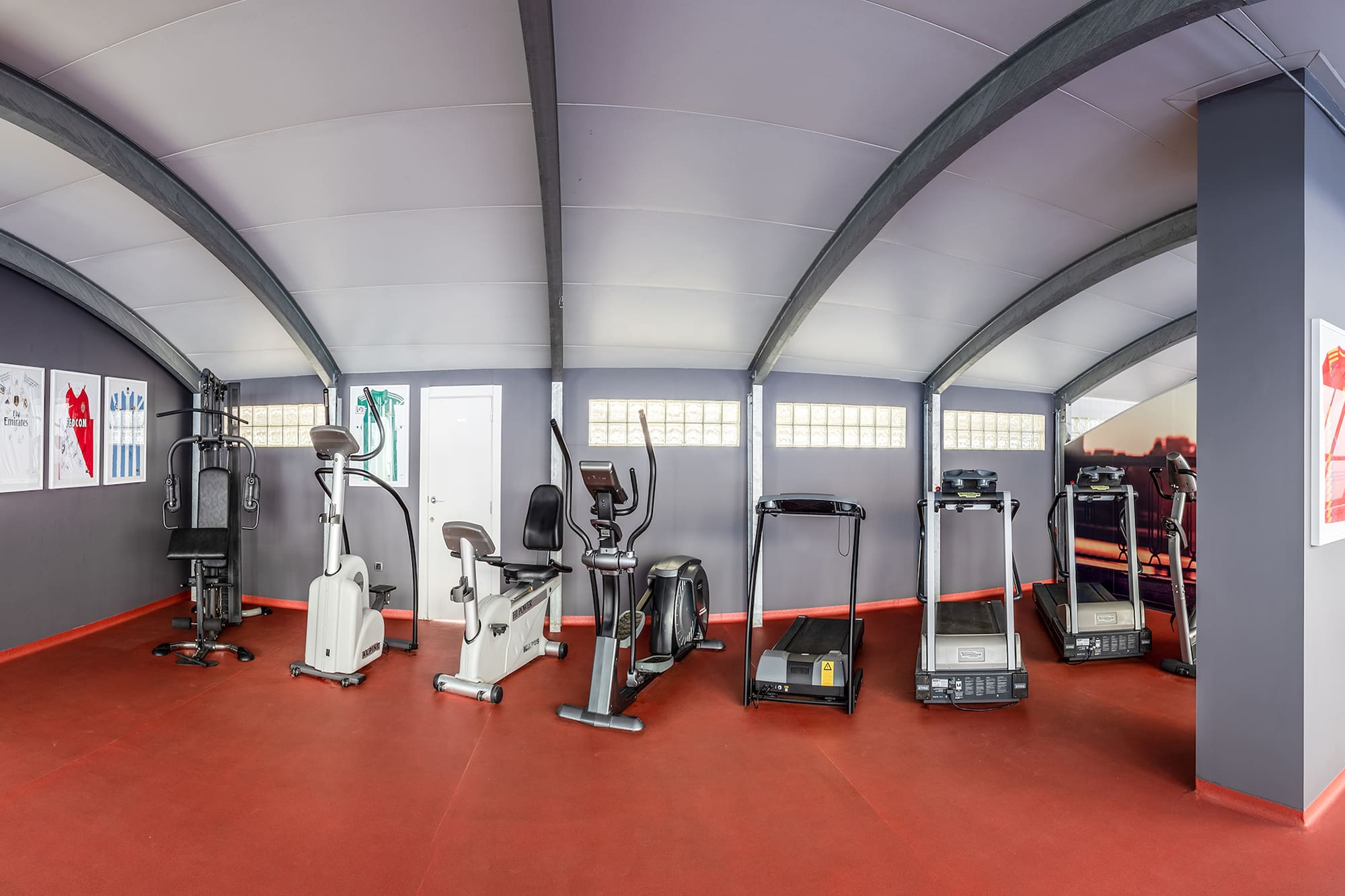 a room with exercise equipment