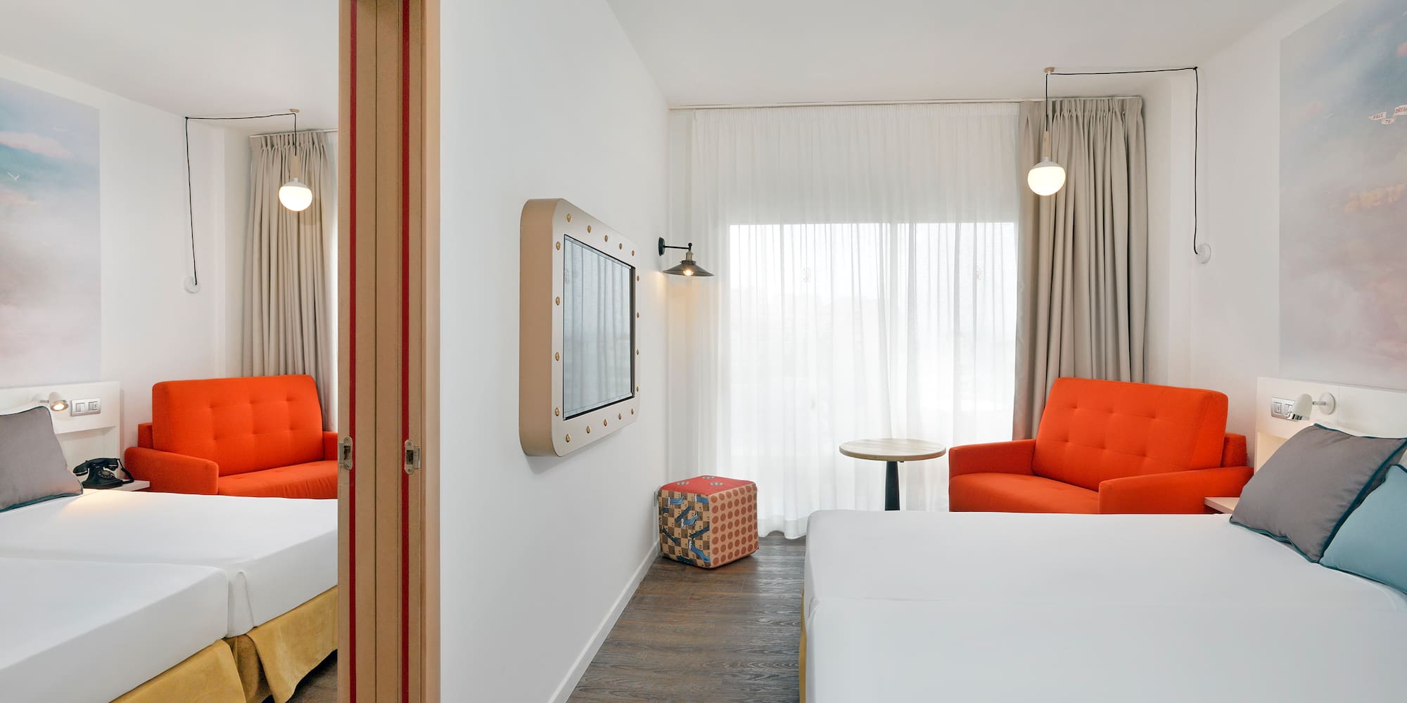 a room with a bed and a chair