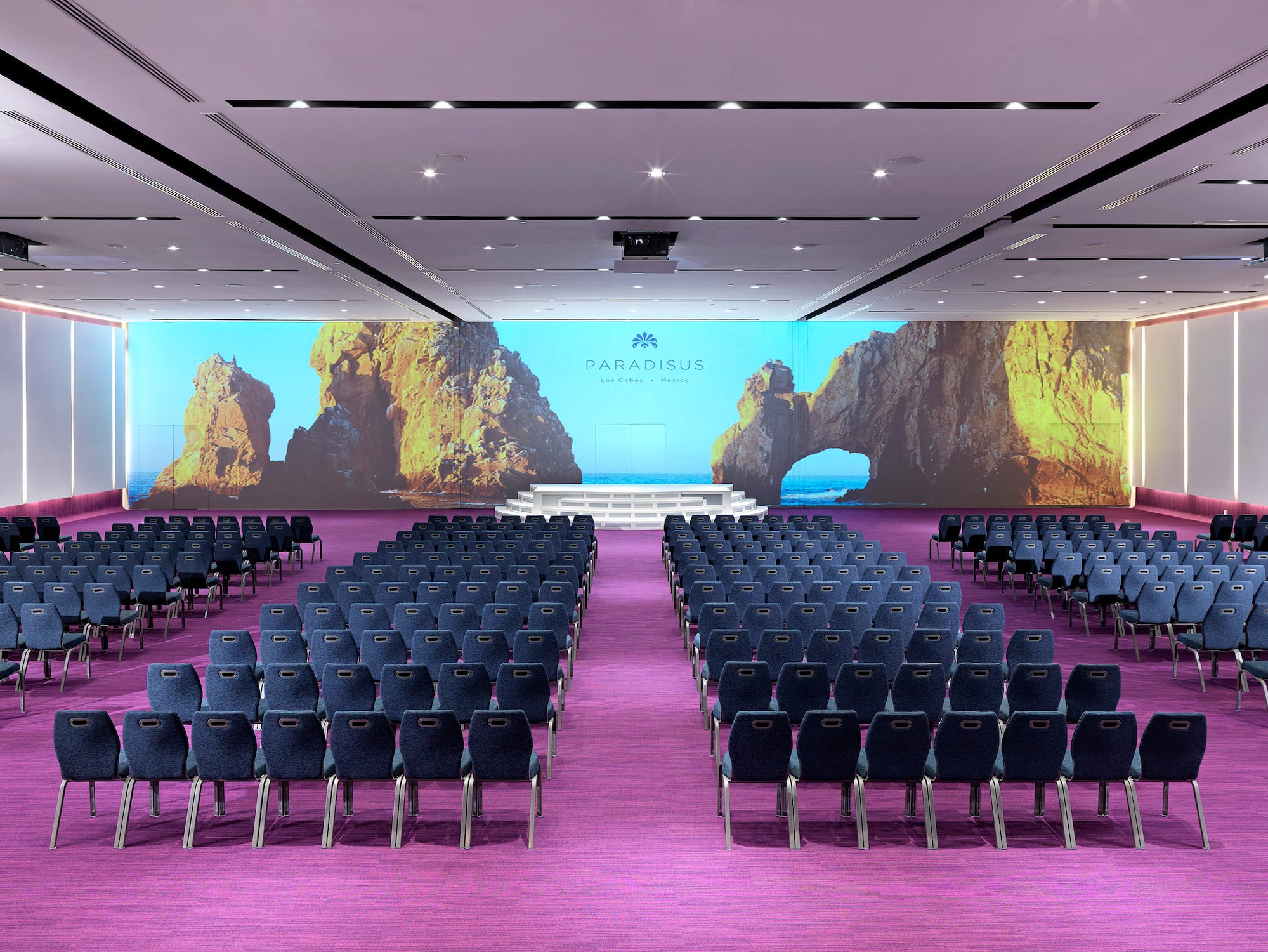 a room with rows of chairs