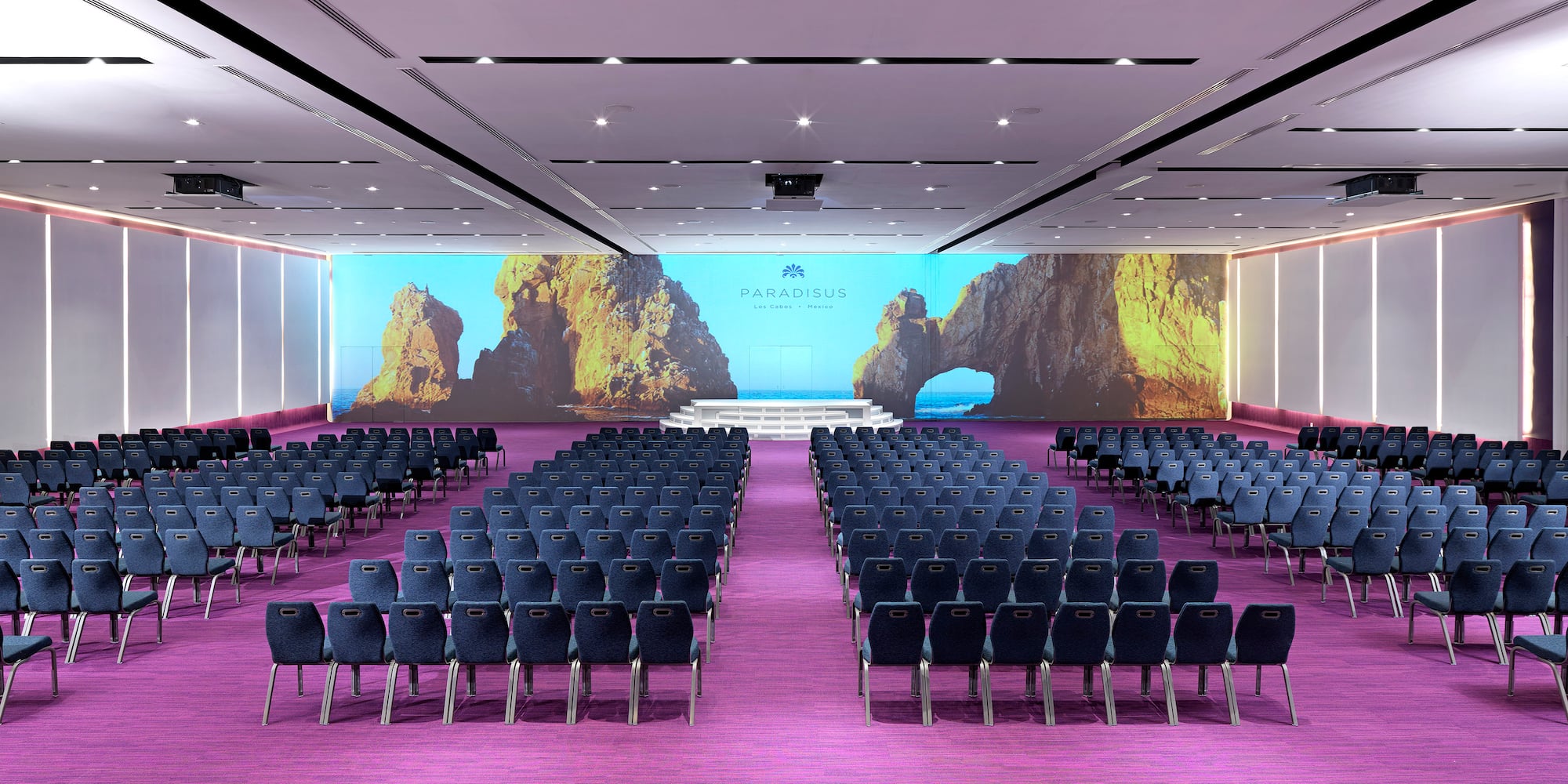 a room with rows of chairs