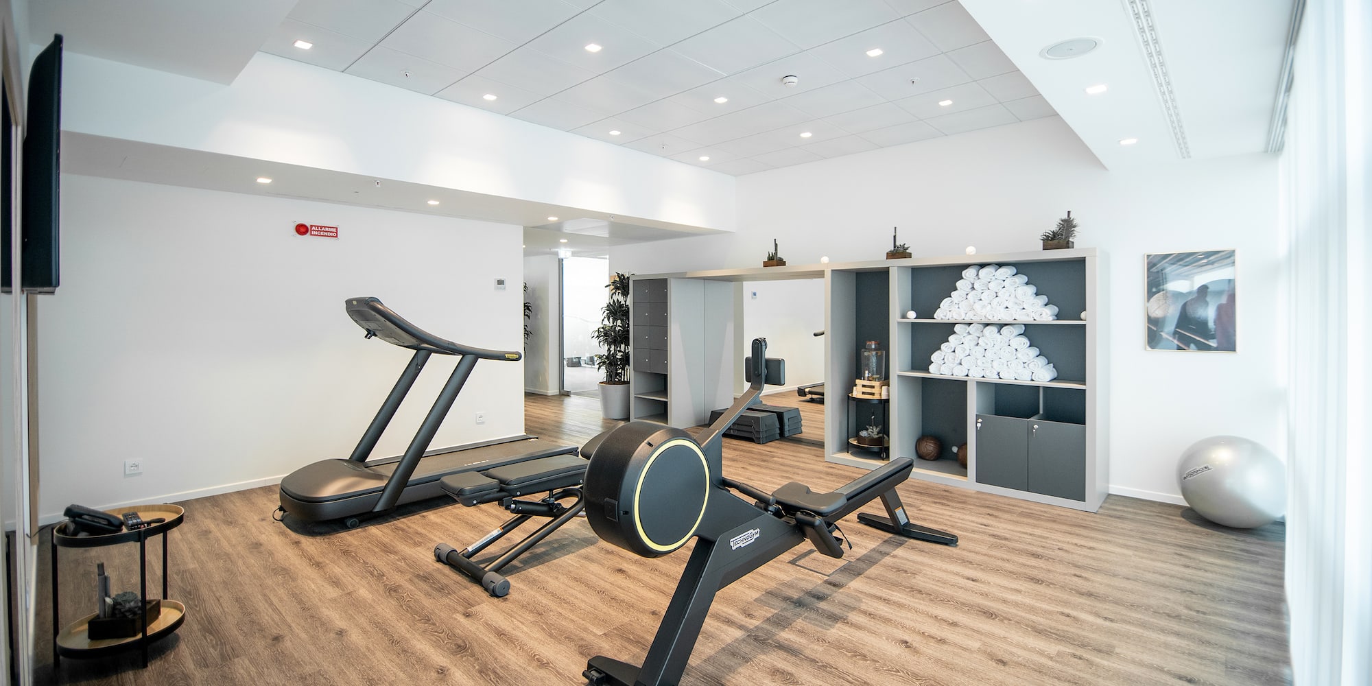 a gym with exercise equipment