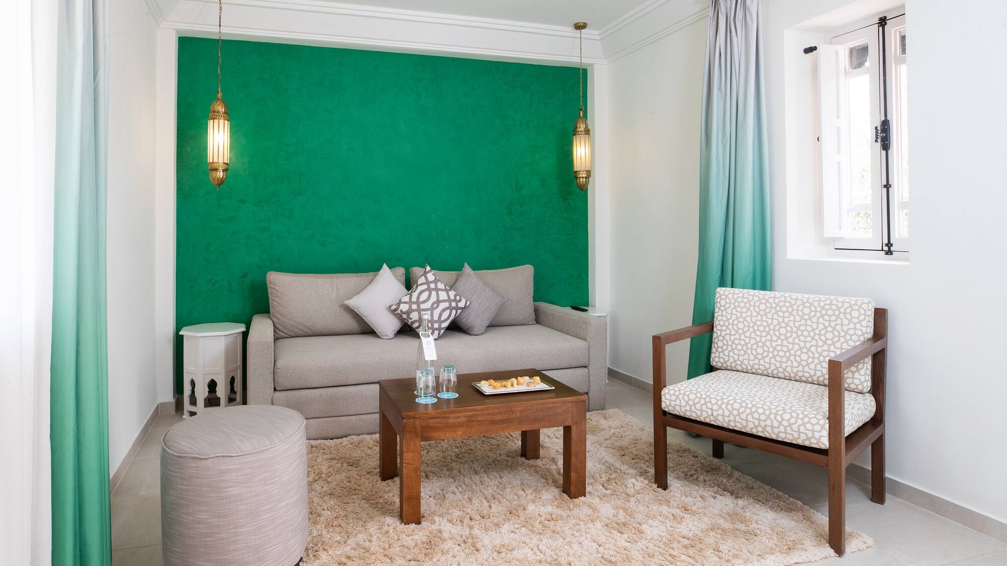 a living room with a couch and a coffee table