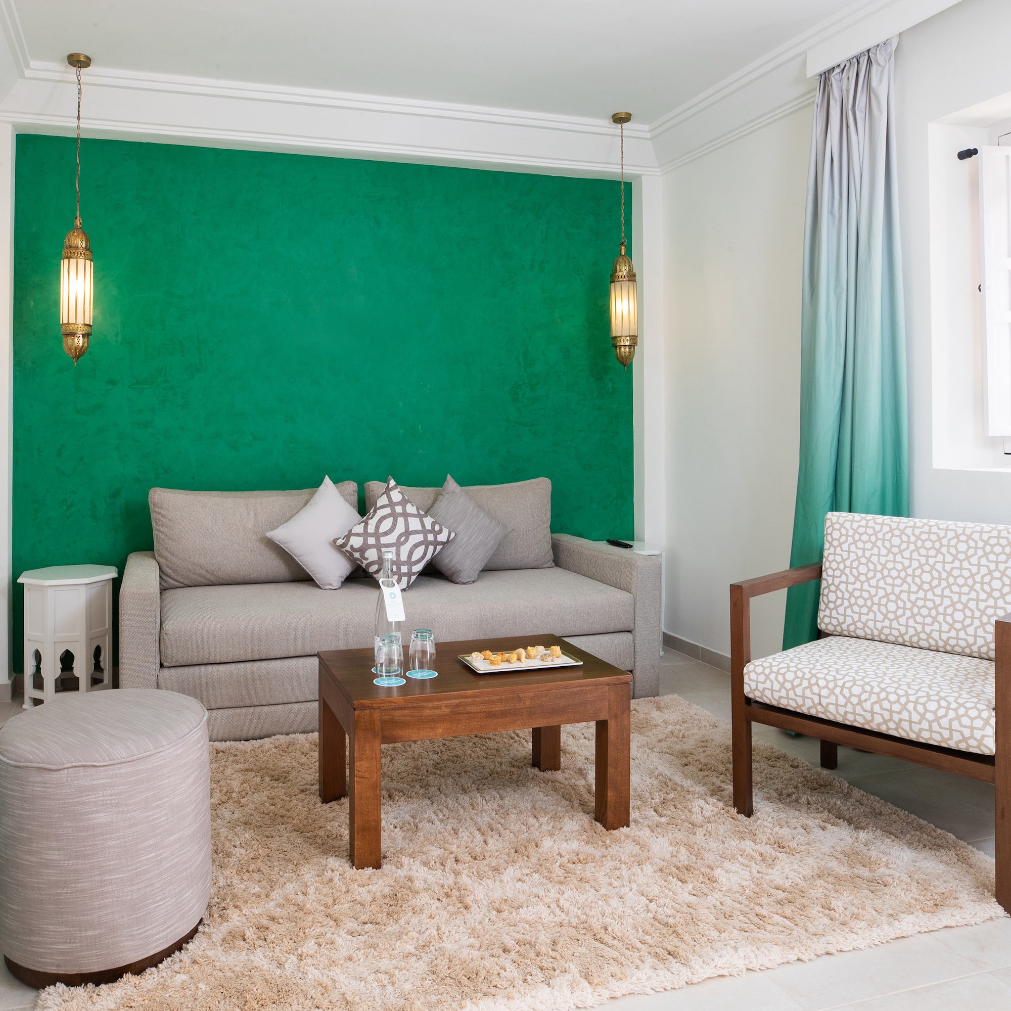 a living room with a couch and a coffee table