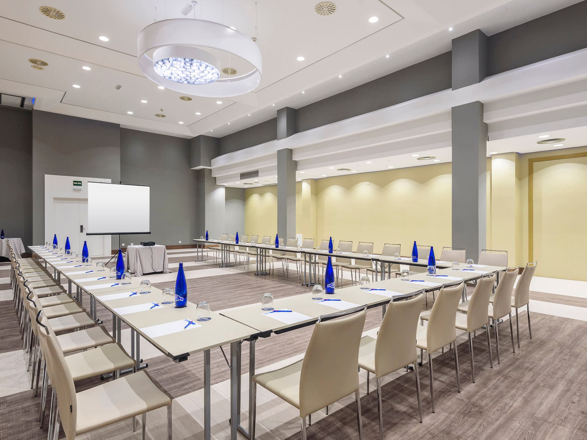 a room with tables and chairs