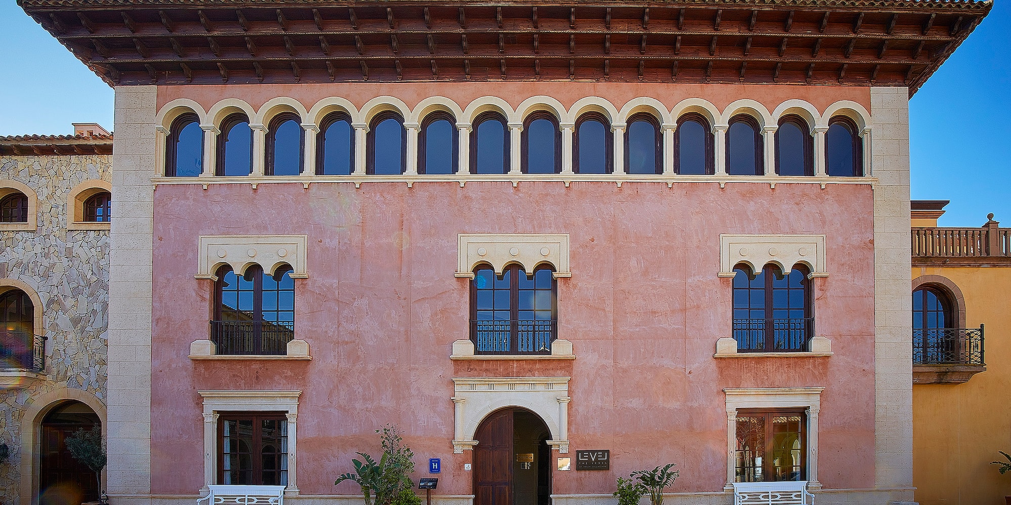 a building with many windows