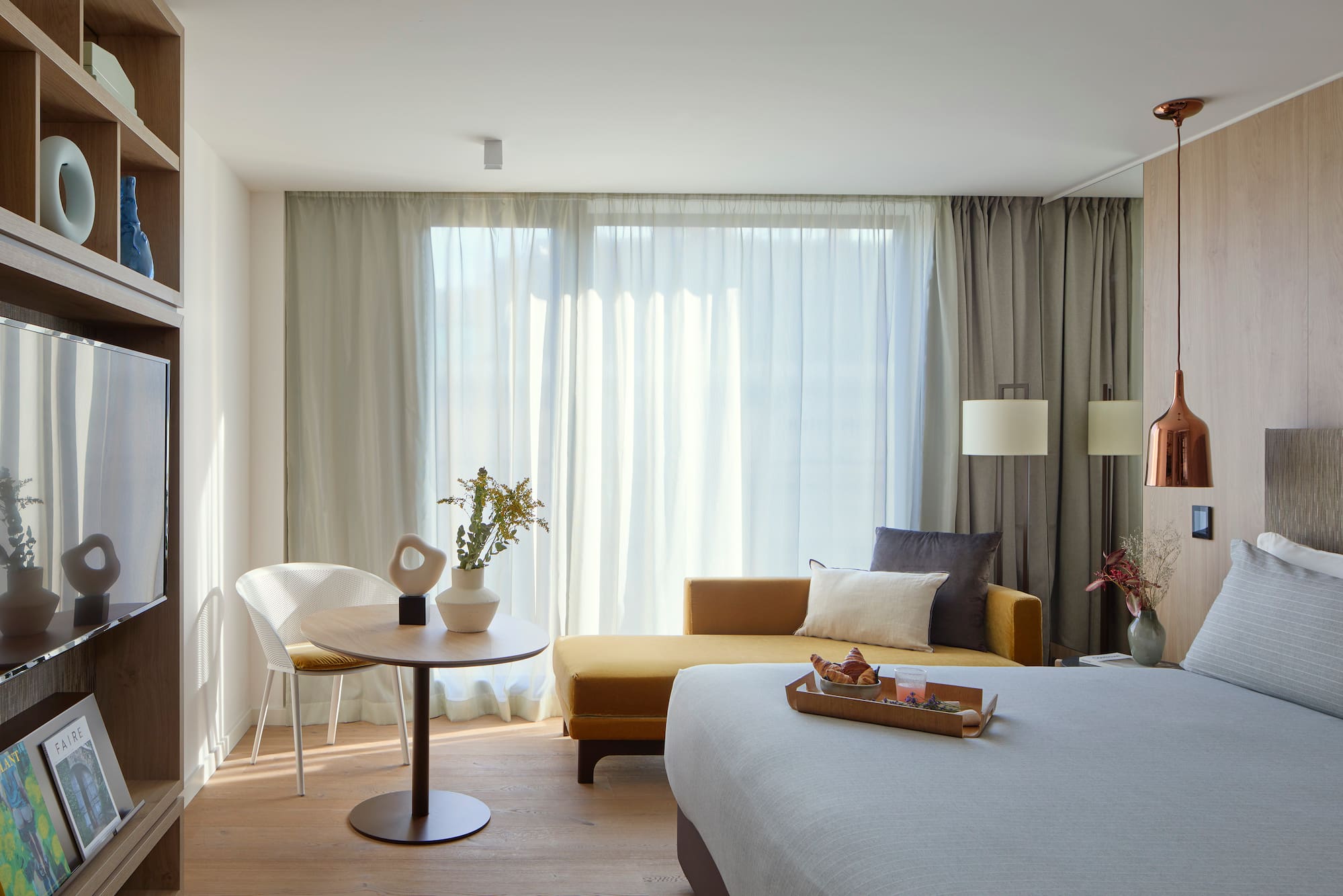 a room with a bed and a couch