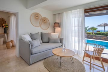 a living room with a couch and a table