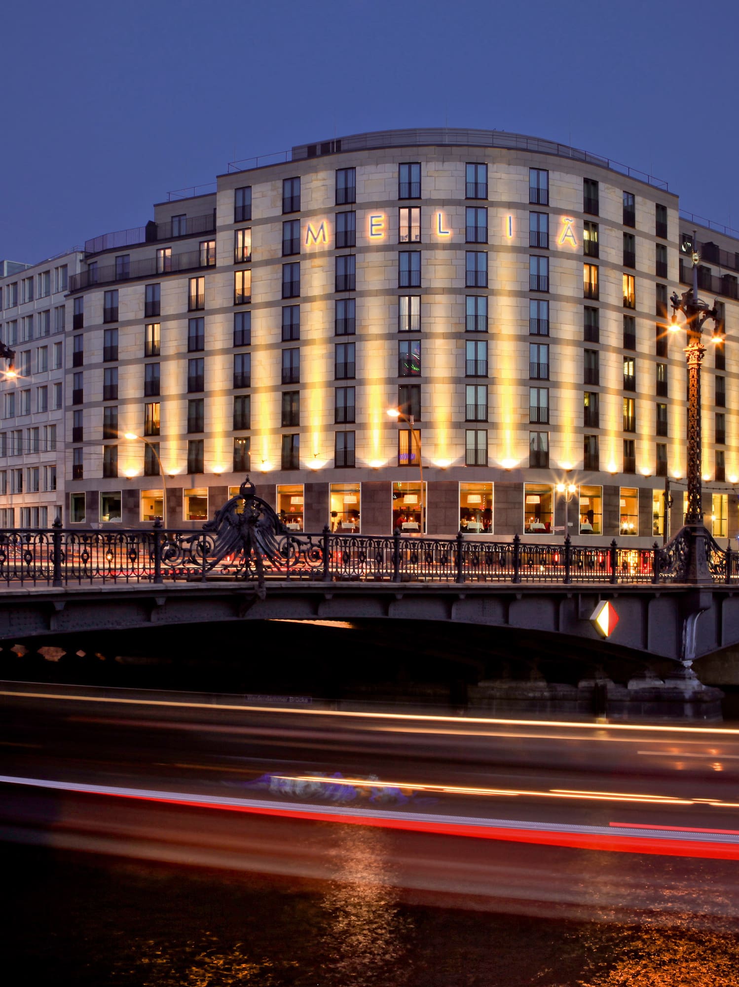 a building with lights on it