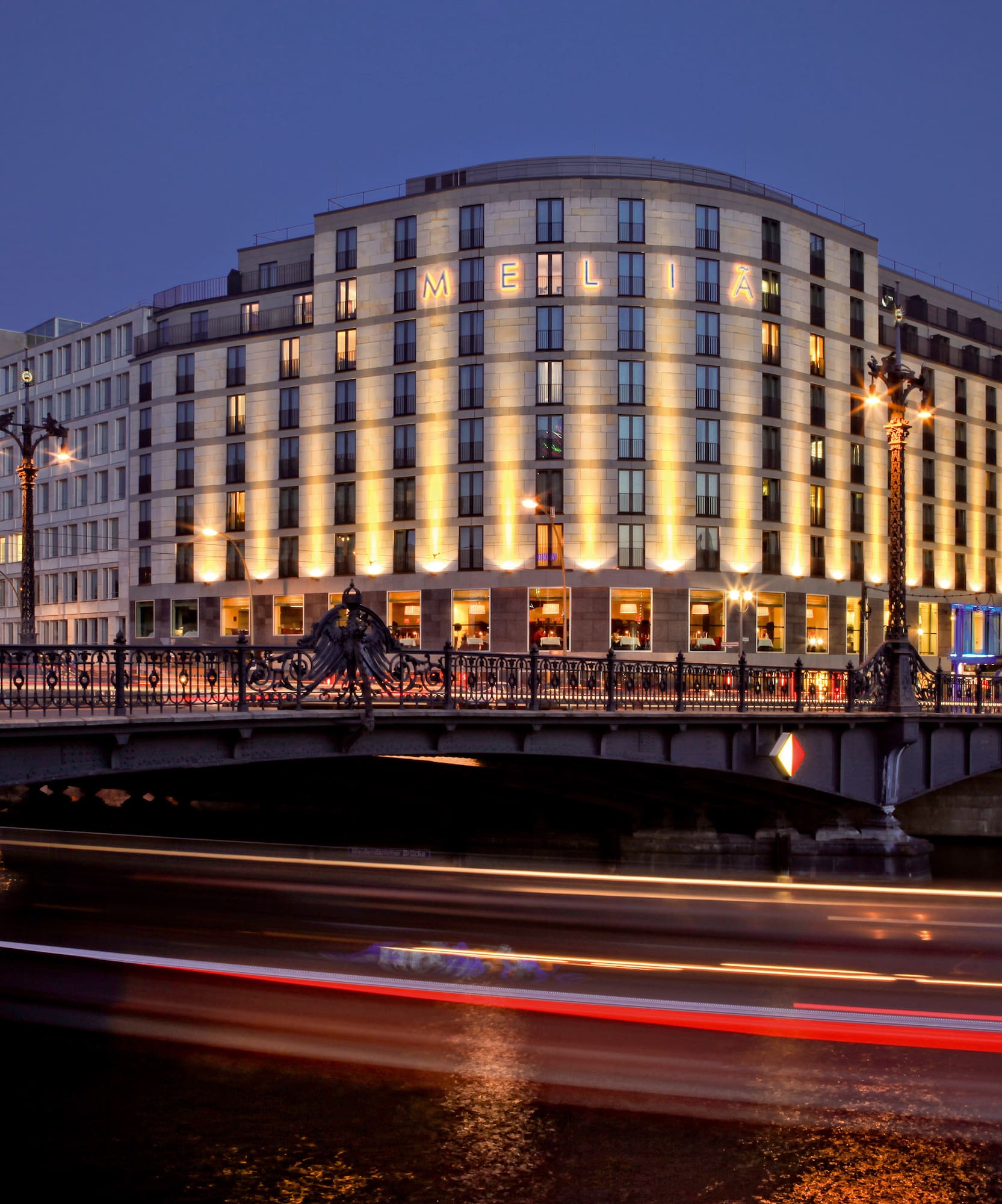 a building with lights on it
