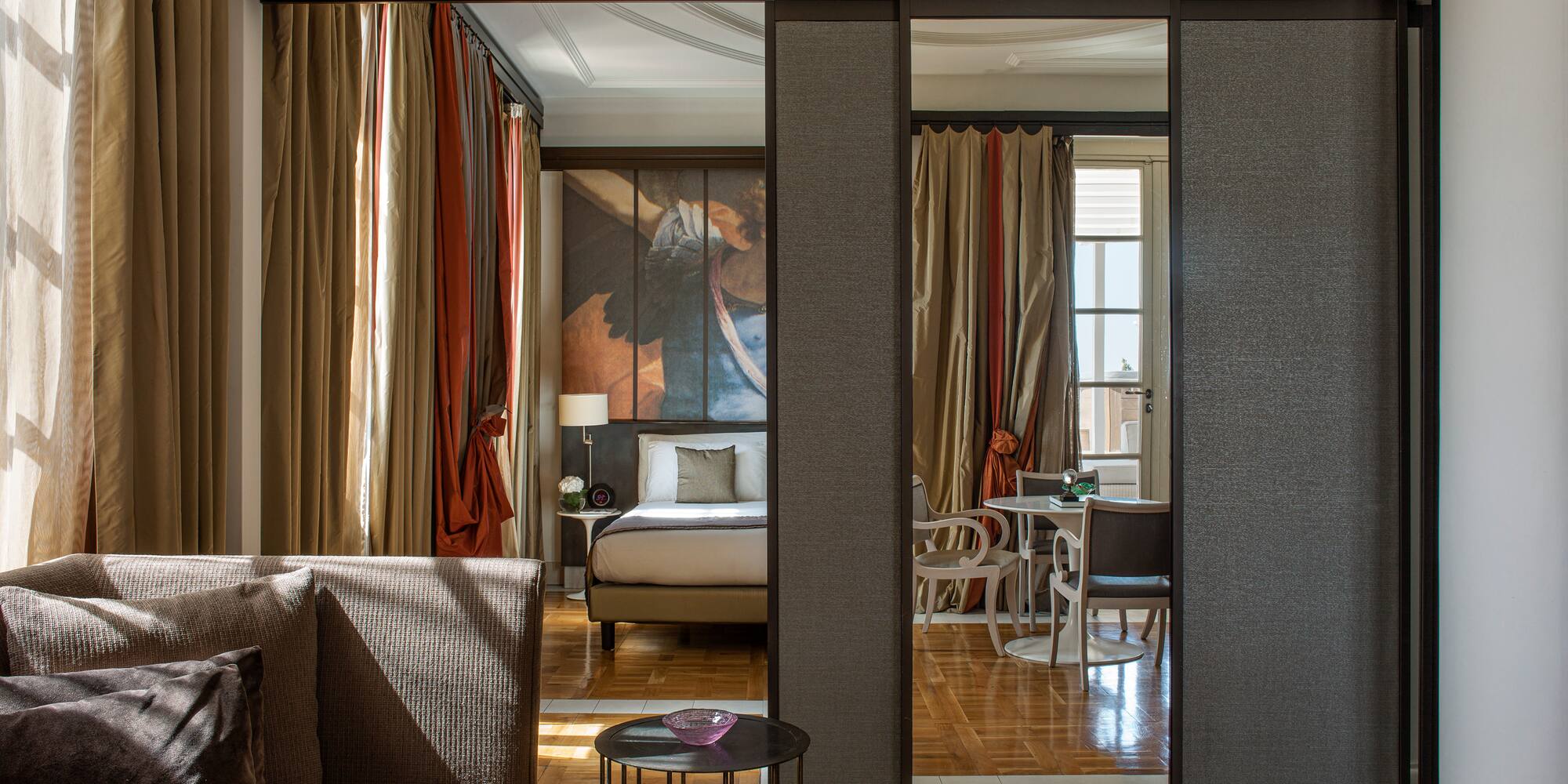 a room with a bed and a couch