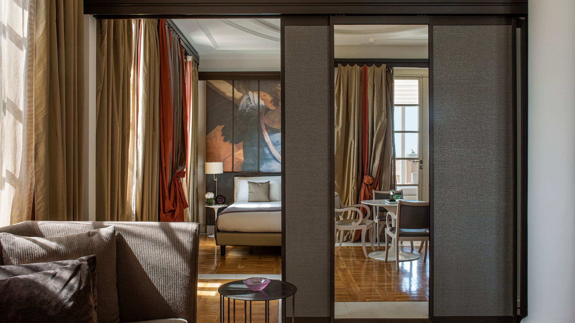 a room with a bed and a couch