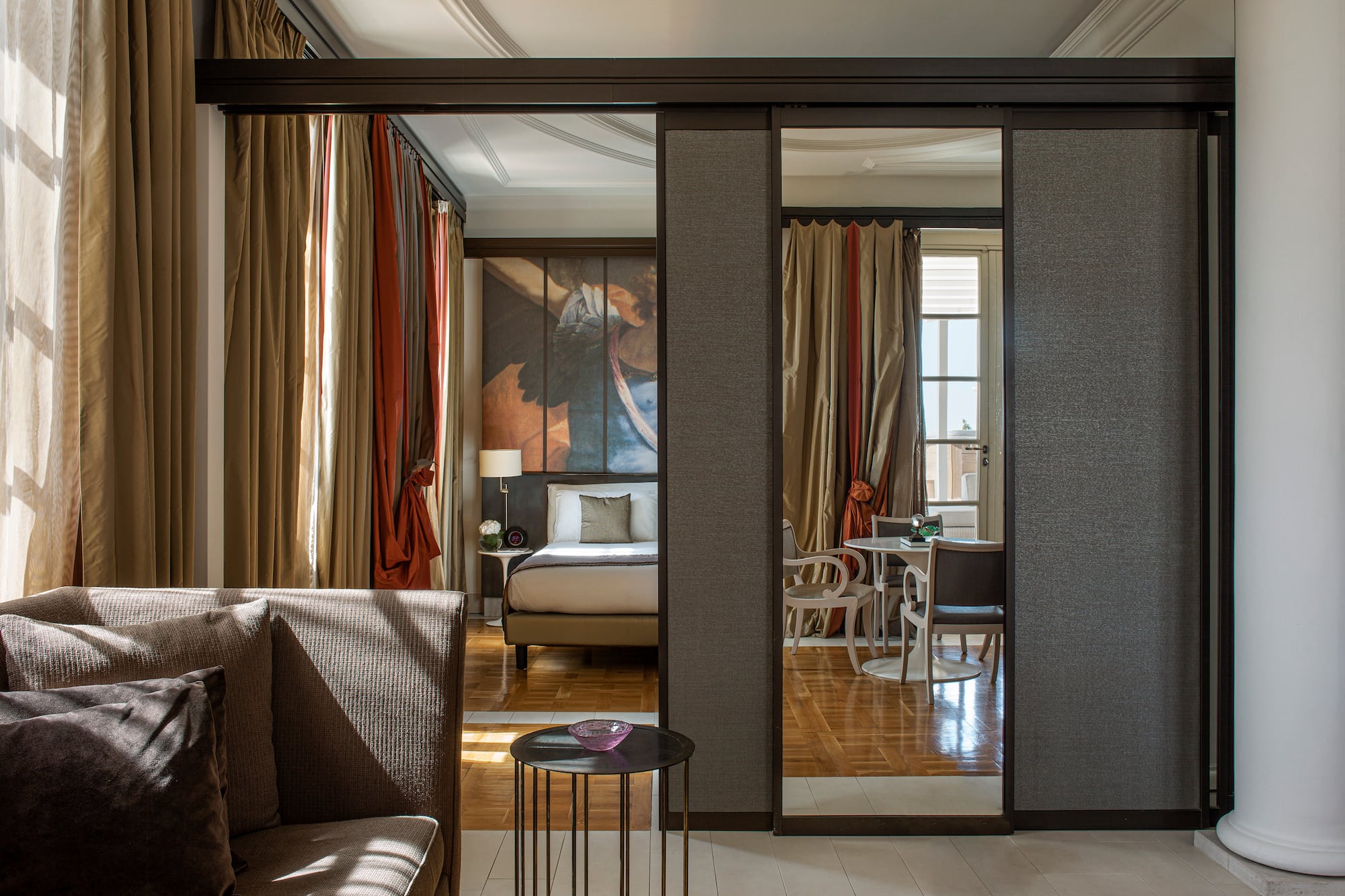 a room with a bed and a couch