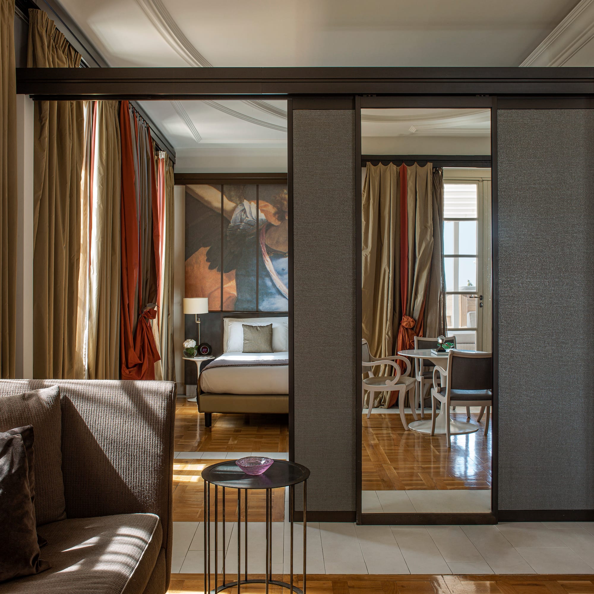 a room with a bed and a couch