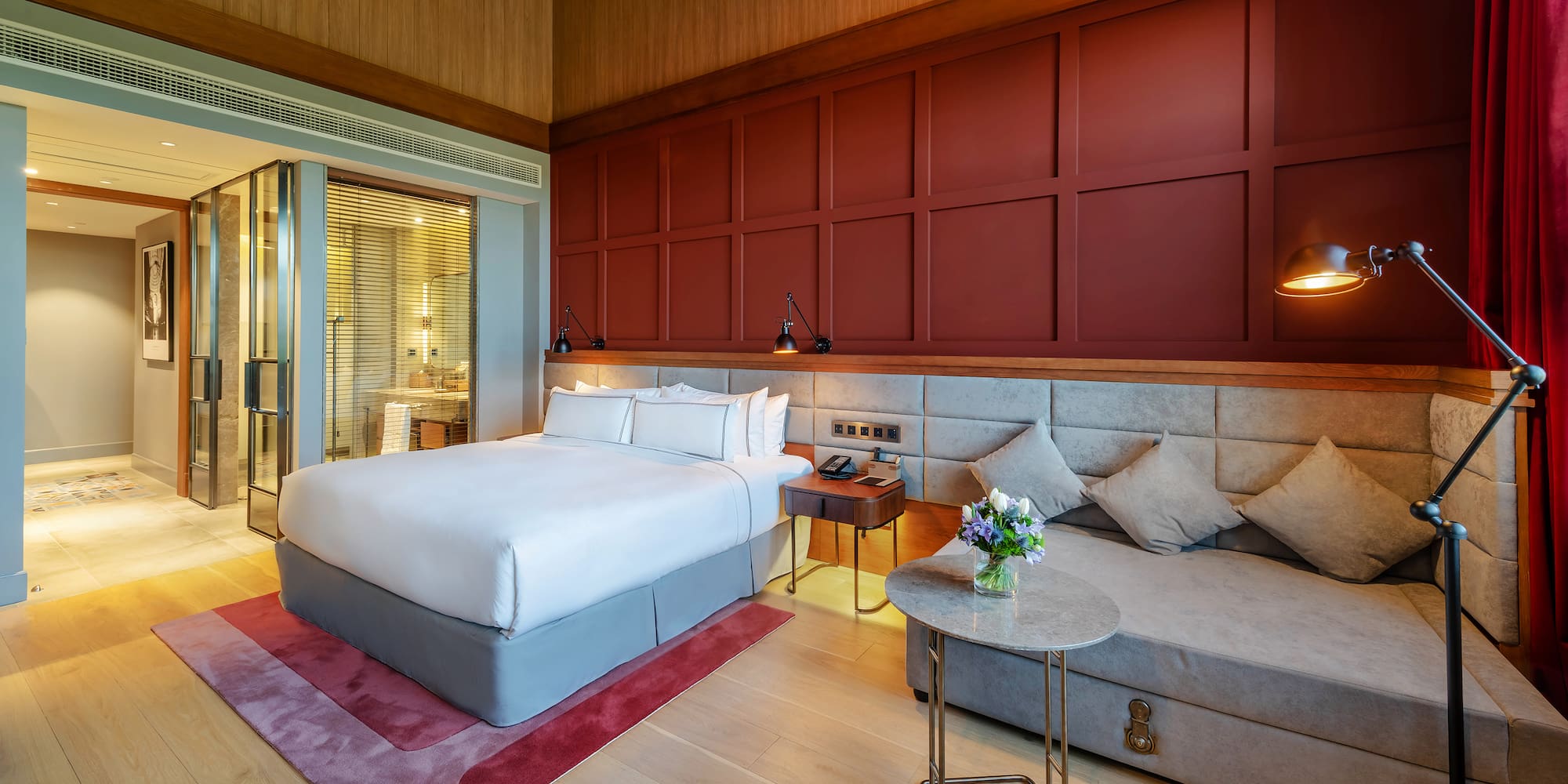 a room with a bed and a couch