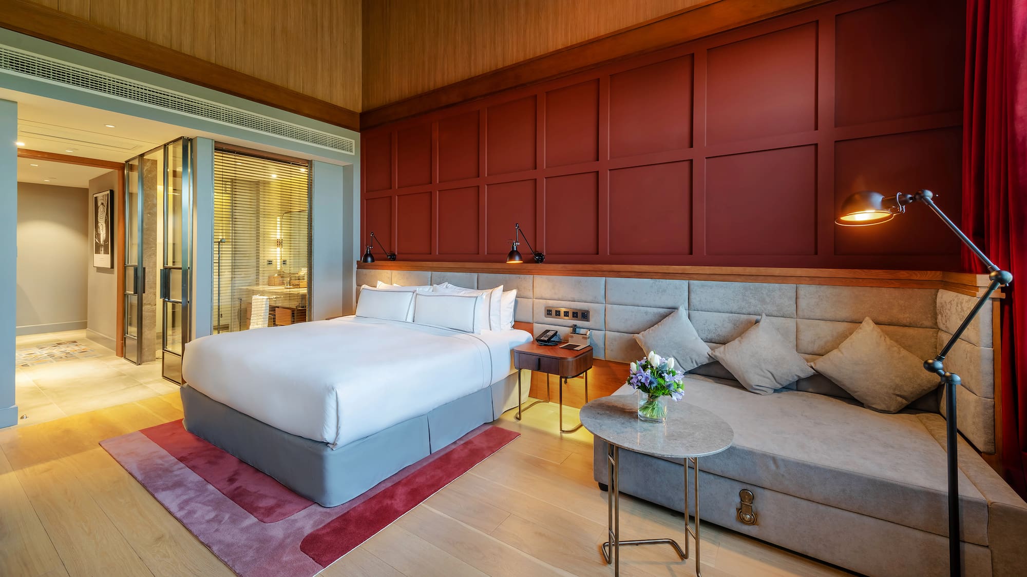 a room with a bed and a couch