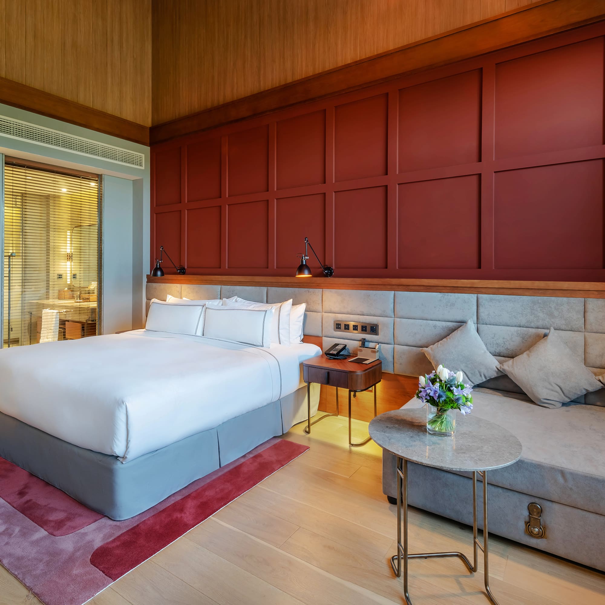 a room with a bed and a couch