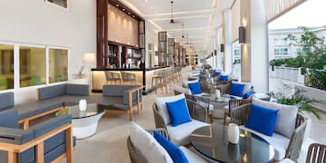 a room with tables and chairs