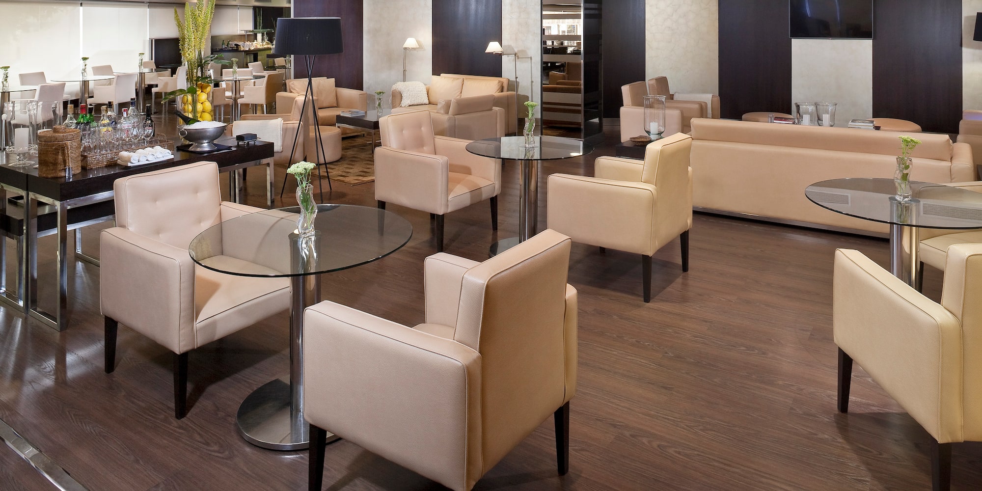 a room with chairs and tables