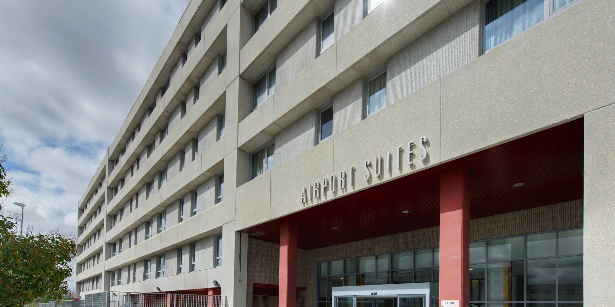 a building with a glass door