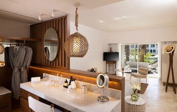a bathroom with a mirror and a mirror