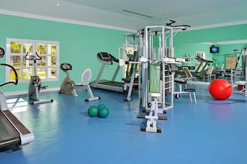 a room with exercise equipment