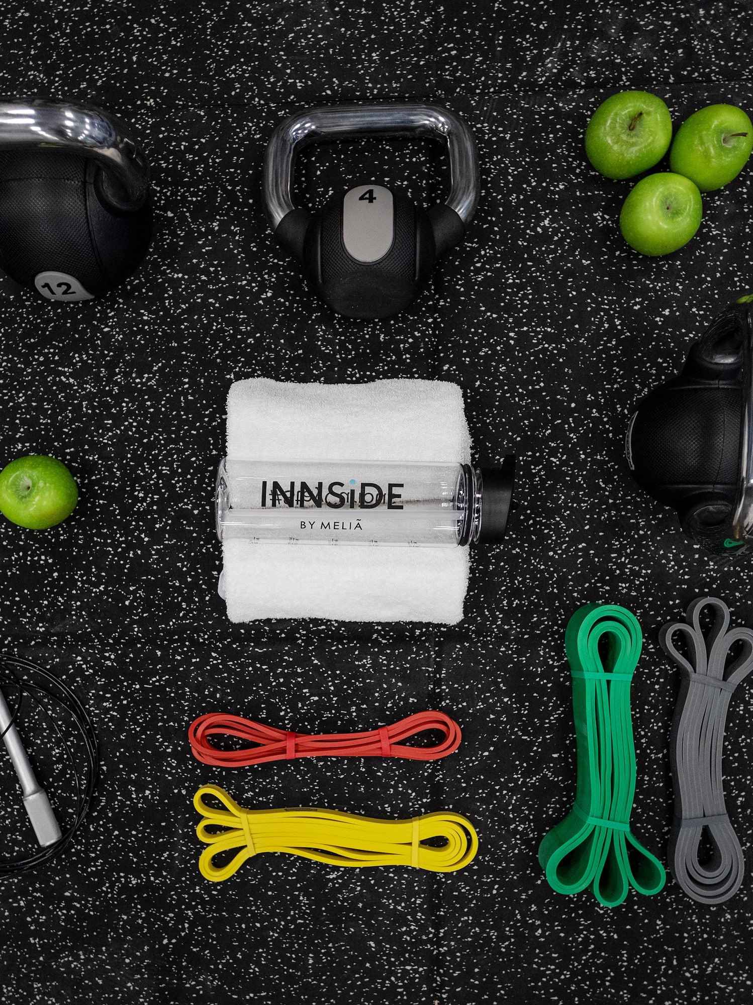 a group of objects on a black surface