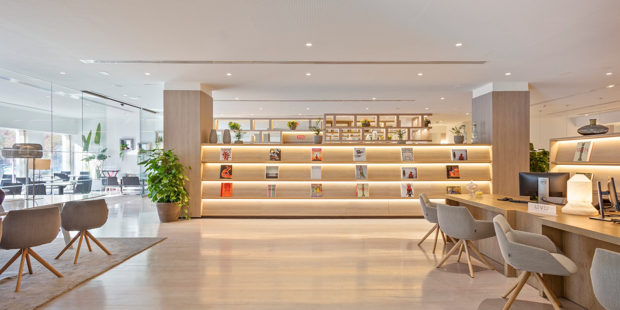 a room with a table and chairs