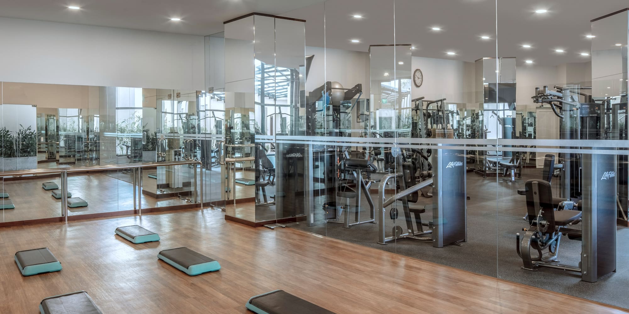 a room with exercise equipment