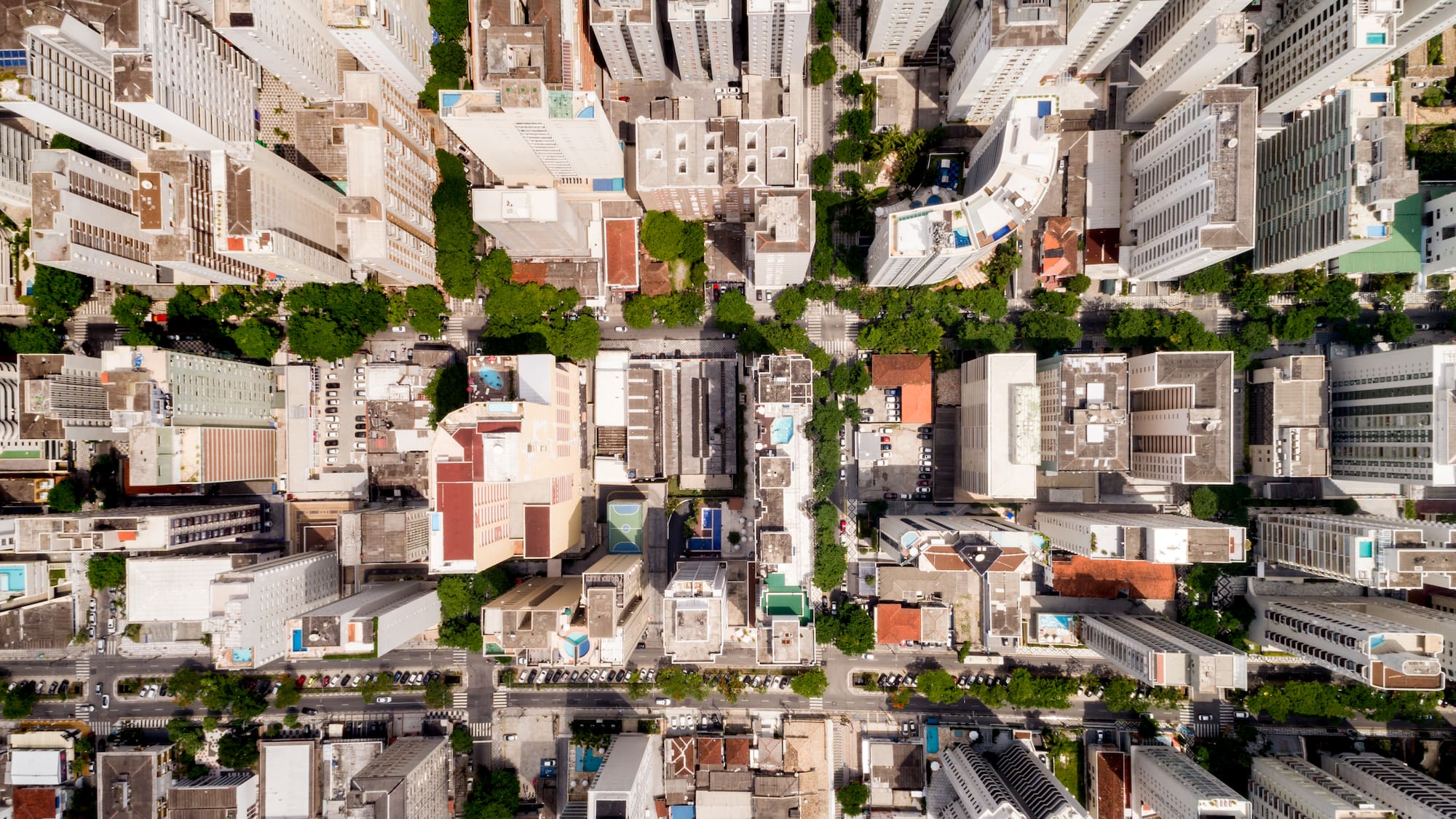 aerial view of a city from above