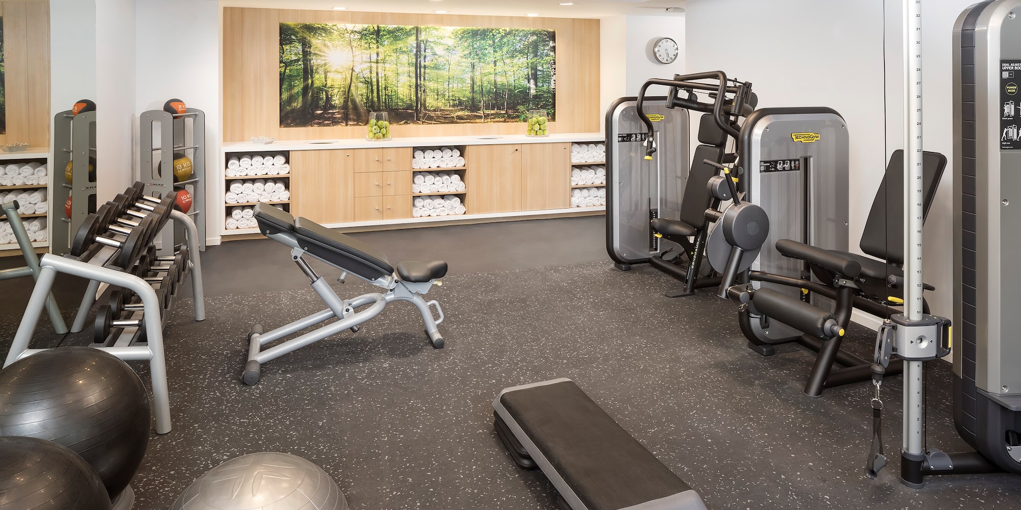 a gym with exercise equipment