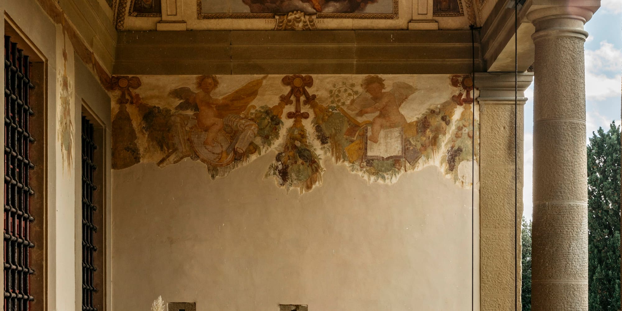 a building with a painted ceiling