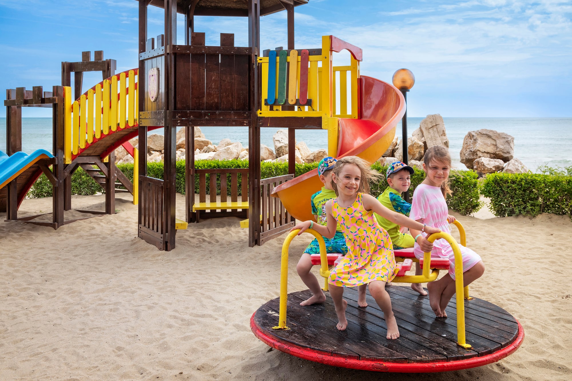 a group of kids on a playground