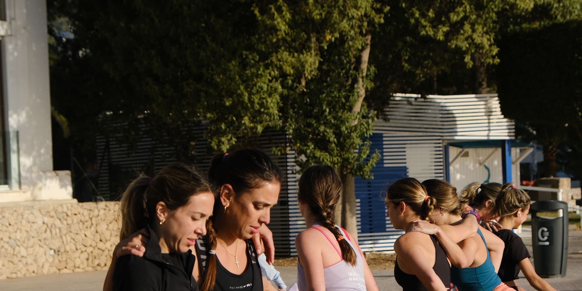 a group of women stretching
