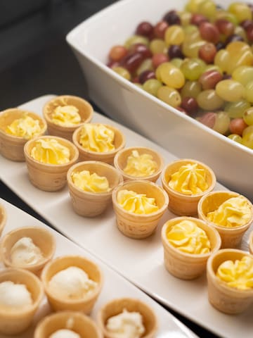 a group of plates of food