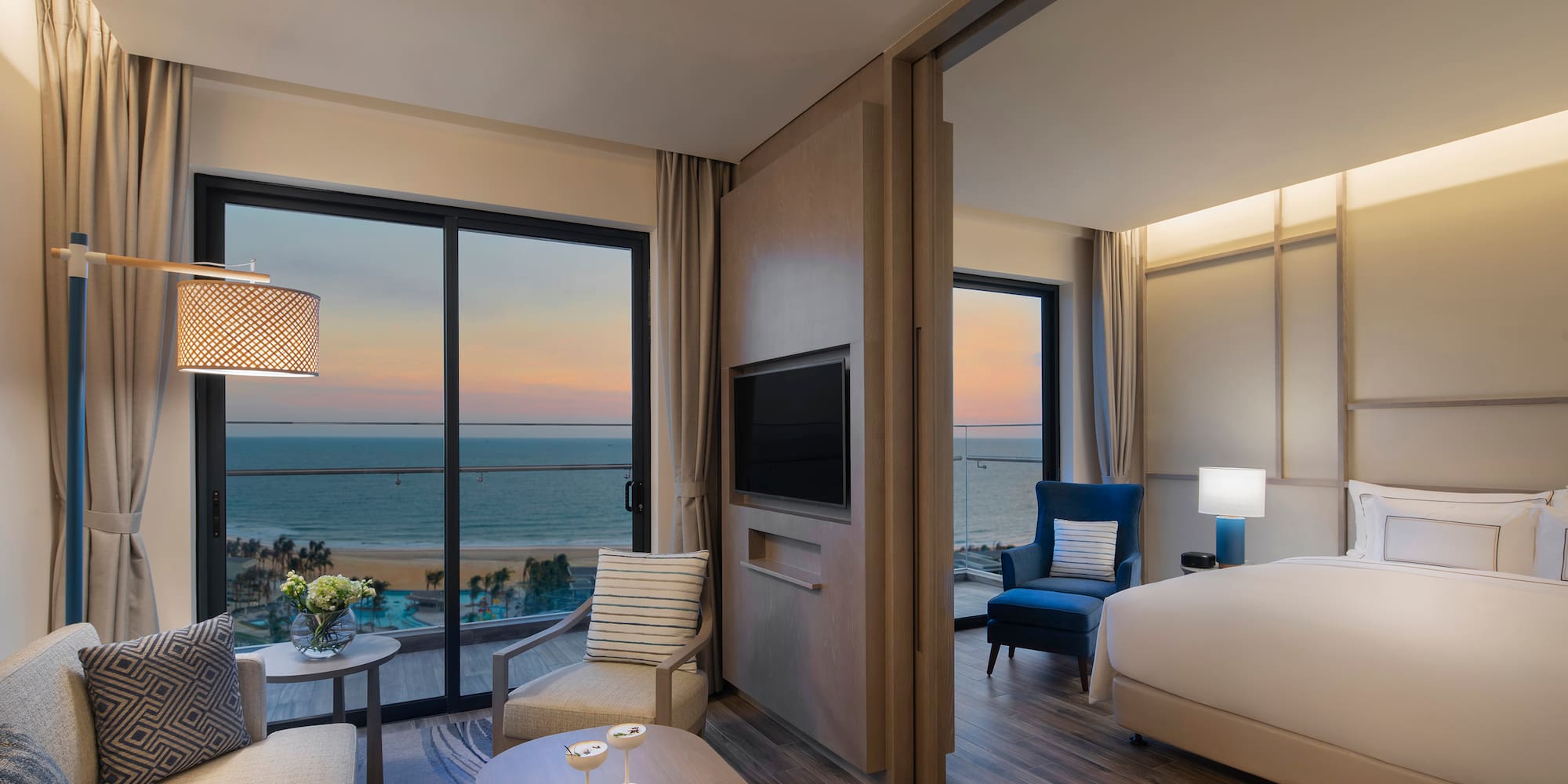 a room with a television and a bed